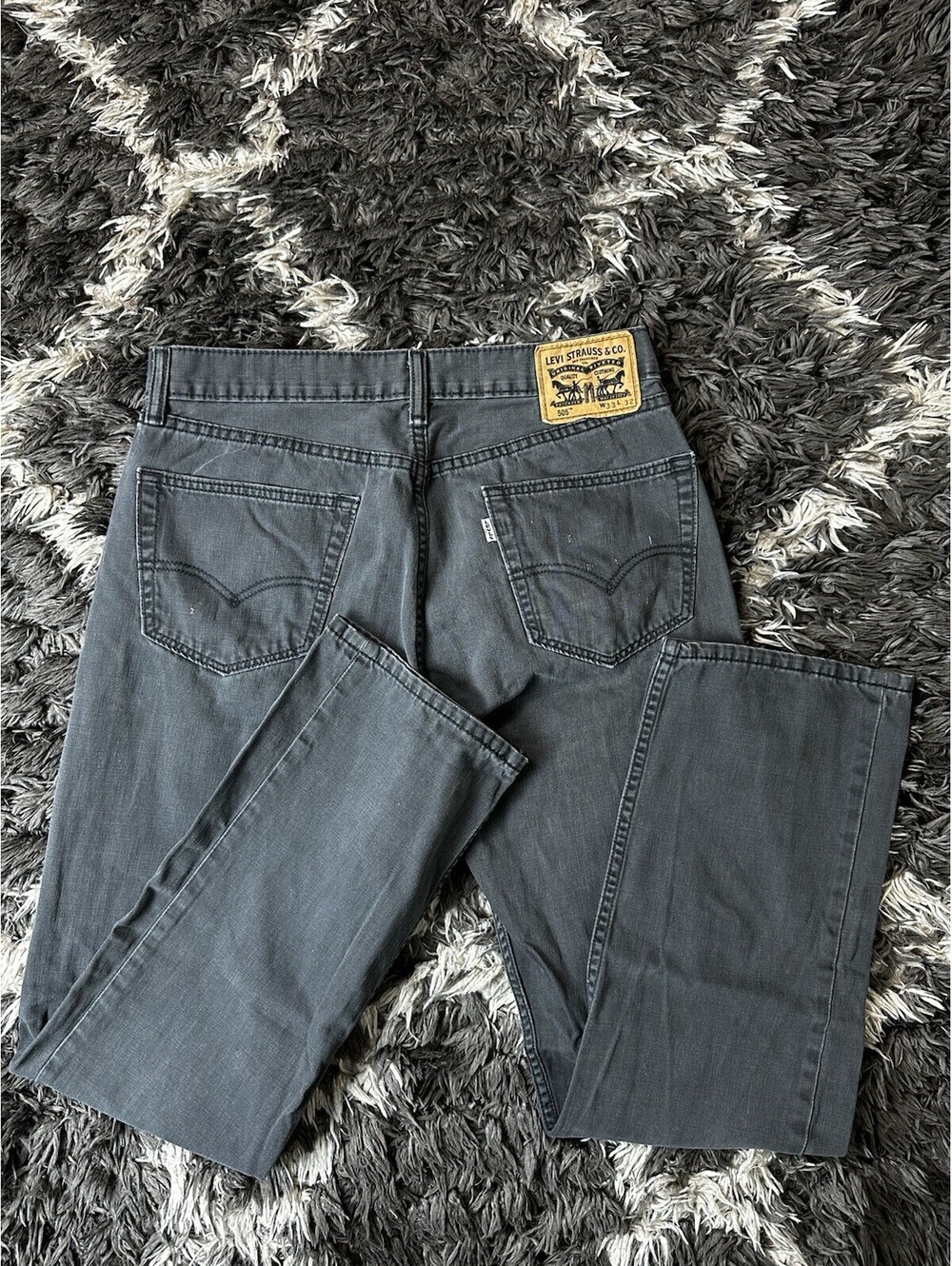 Vintage 90s Levis 505 Black Gray Denim Jeans Mens 32x32 Distressed Workwear